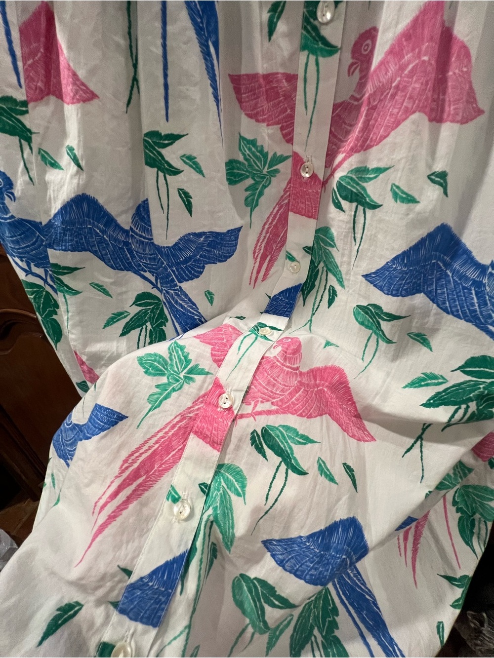 Oliphant Pintuck Ruffle Mini Dress In Macaw Print - Picture 9 of 11